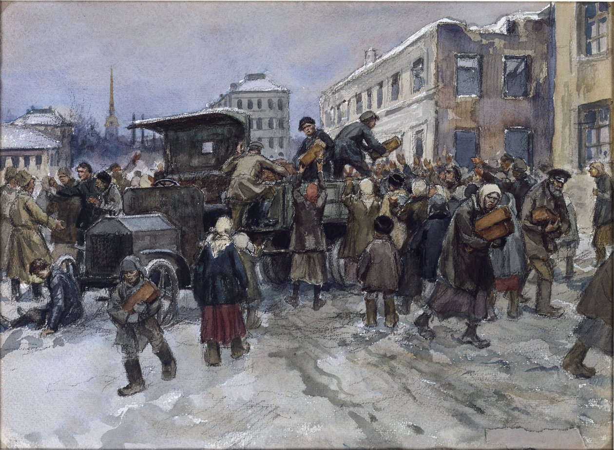 Ouvriers affamés à Petrograd volant un camion militaire de pain par Vladimirov, Ivan Alexeyevich - Ivan Alexeyevich Vladimirov
