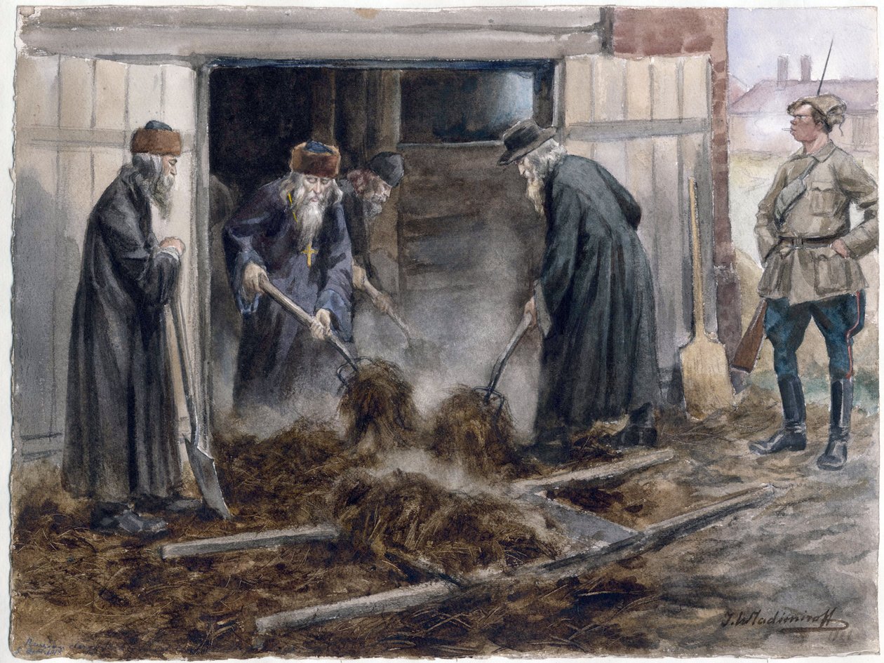 Le clergé russe pelletant le fumier (de la série d