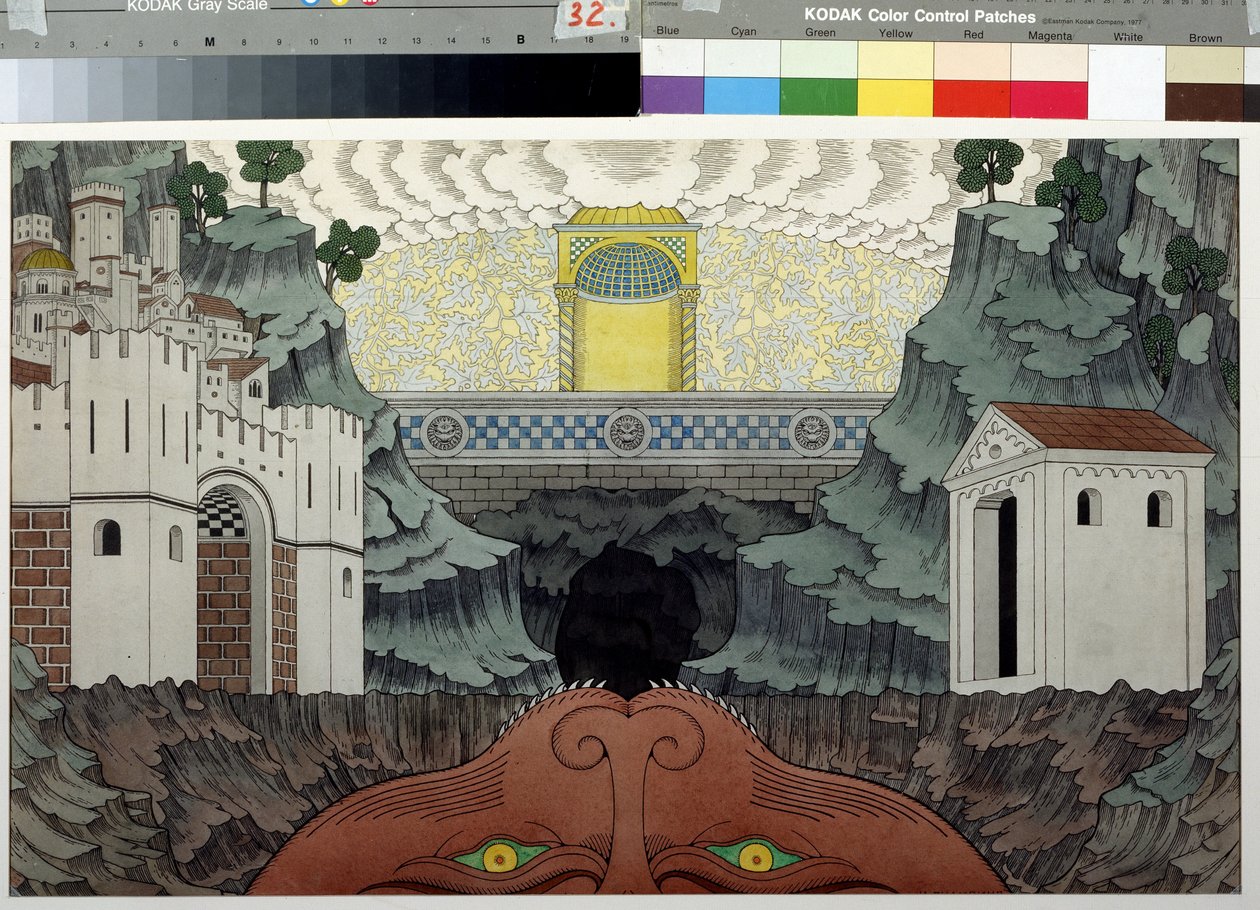 Dessin preparatoire pour la piece Le miracle de Theophile de Rutebeuf - Ivan Yakovlevich Bilibin