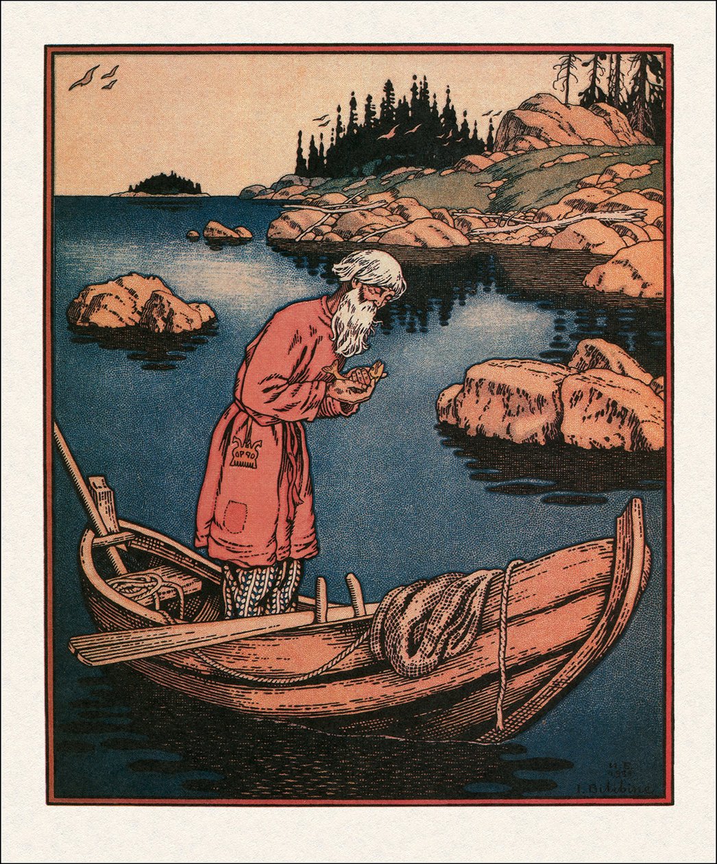 Illustration du Conte du pêcheur et du poisson - Ivan Yakovlevich Bilibin