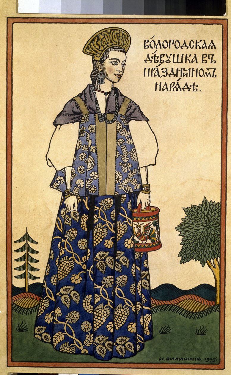 Une demoiselle de Vologda en robe de fête - Ivan Yakovlevich Bilibin