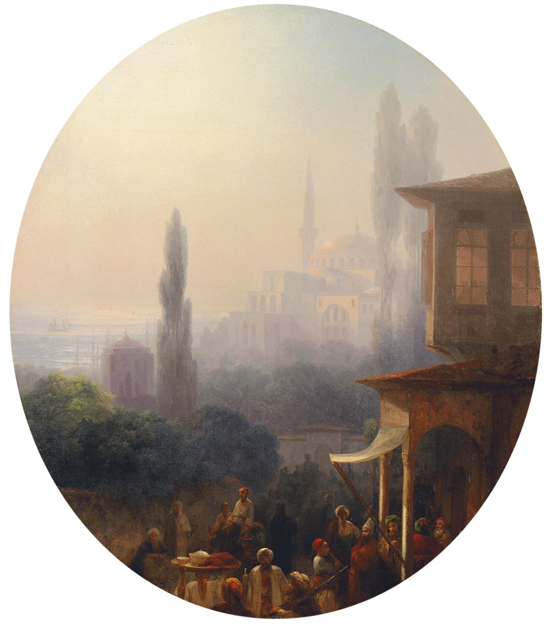 Scène de marché à Constantinople, avec la Hagia Sophia en arrière-plan - Ivan Konstantinovich Aivazovsky