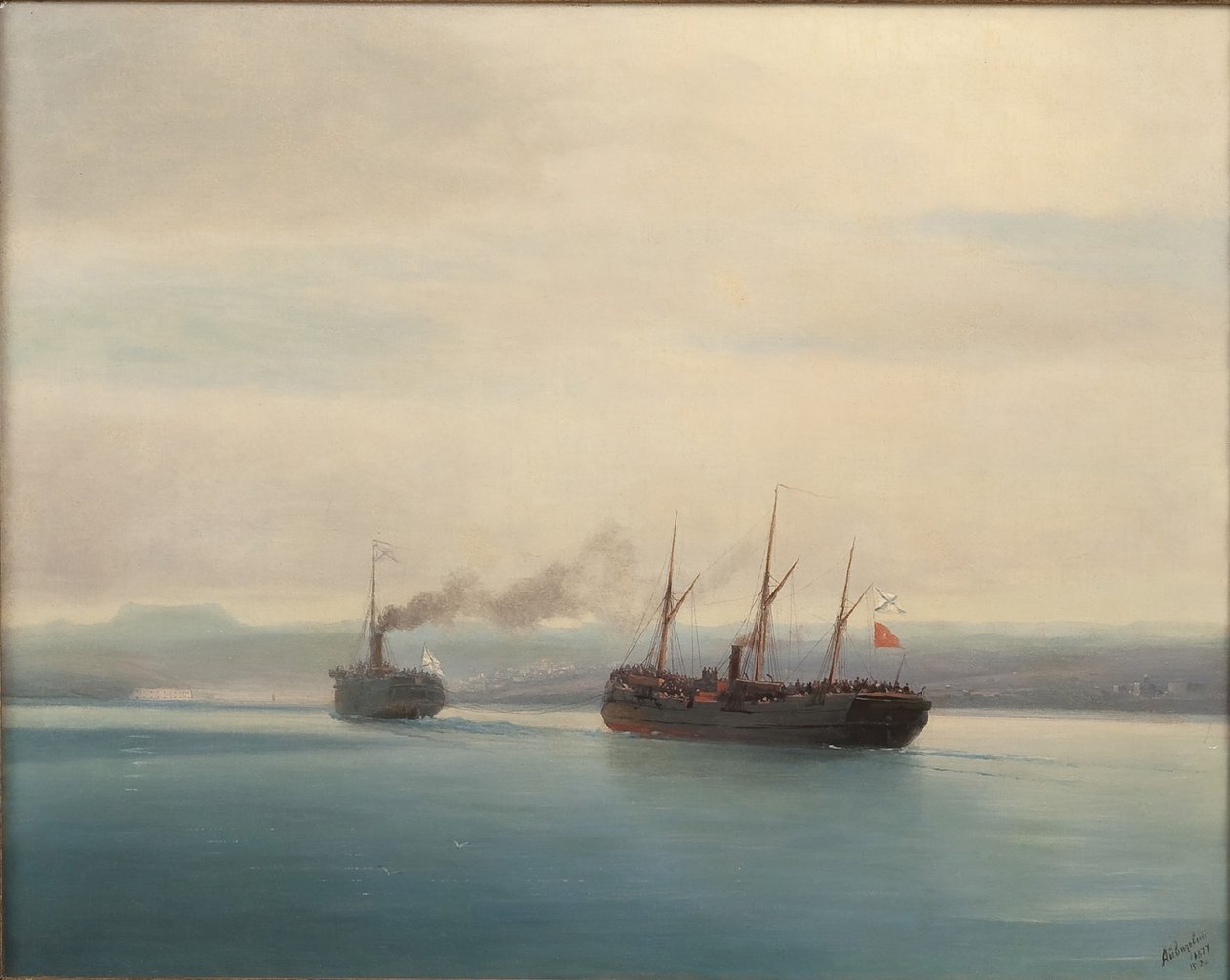 Capture du navire de troupes turc Mersina par le vapeur Russie le 13 décembre 1877, 1877 - Ivan Konstantinovich Aivazovsky