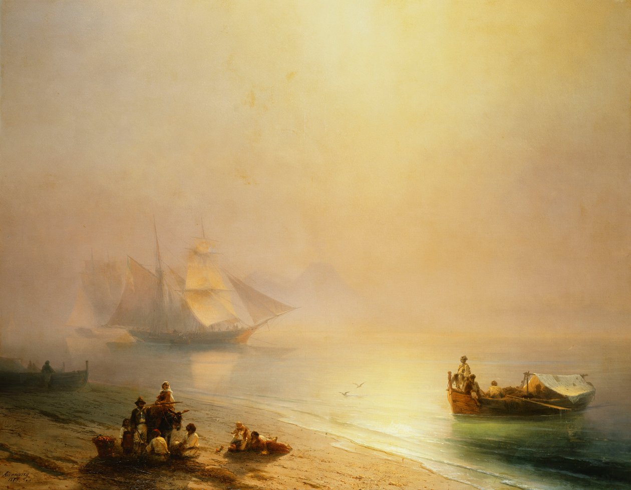 Pêcheurs sur le rivage, la baie de Naples, 1873 - Ivan Konstantinovich Aivazovsky