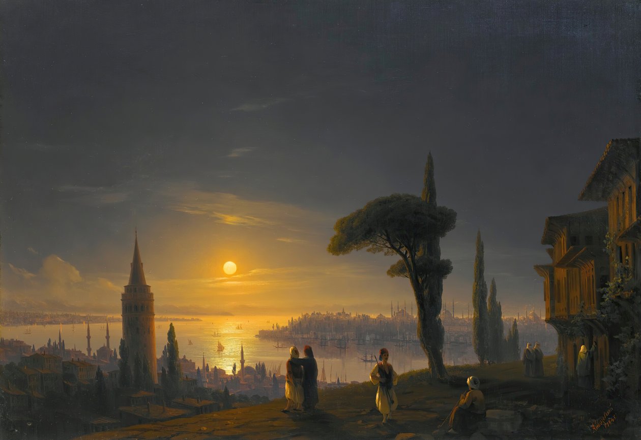 La tour de Galata au clair de lune, 1845 - Ivan Konstantinovich Aivazovsky