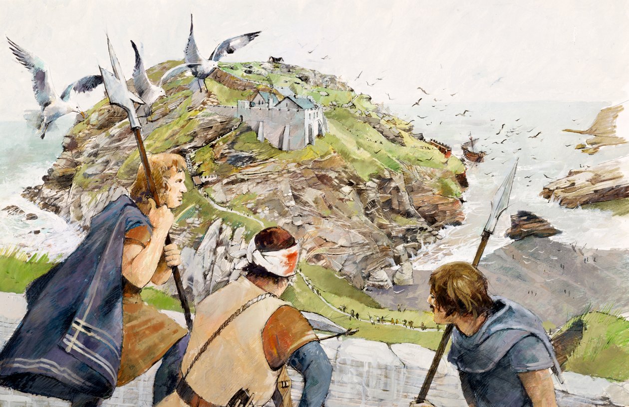 Château de Tintagel en 1230 (aquarelle sur papier) - Ivan Lapper