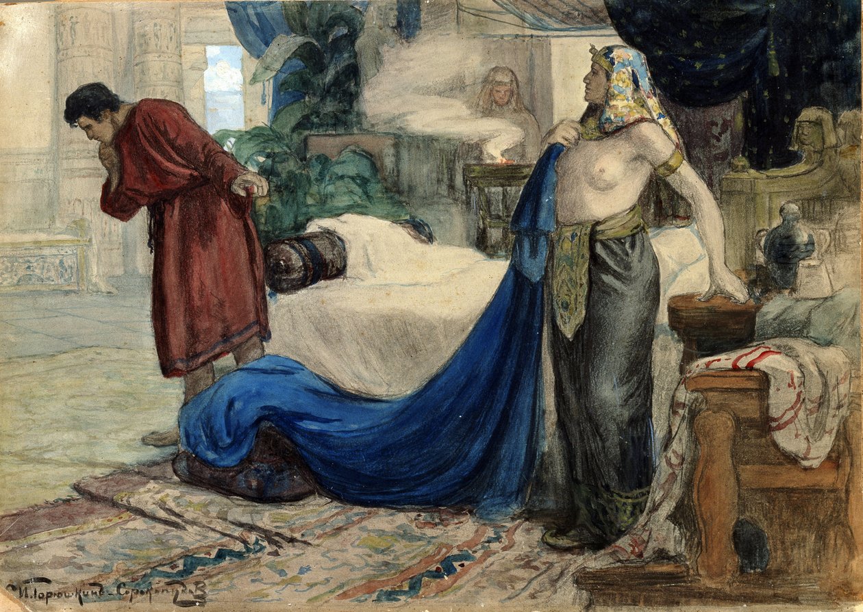 "Joseph et la femme de Putiphar", vers 1900 (aquarelle, gouache) - Ivan Silych Goriuschkin Sorokopudov