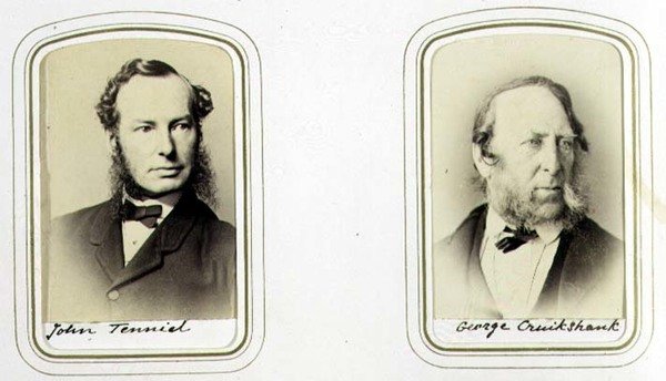 Portraits de Sir John Tenniel (1820-1914) et George Cruikshank (1792-1878) vers 1860 - J.C. Watkins