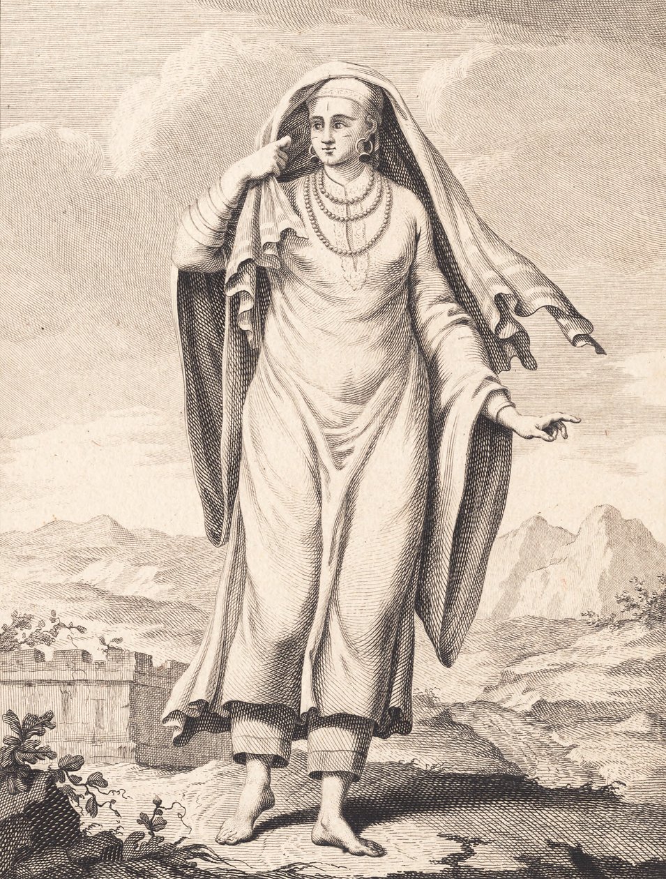 Une femme arabe debout - J.F. Clemens