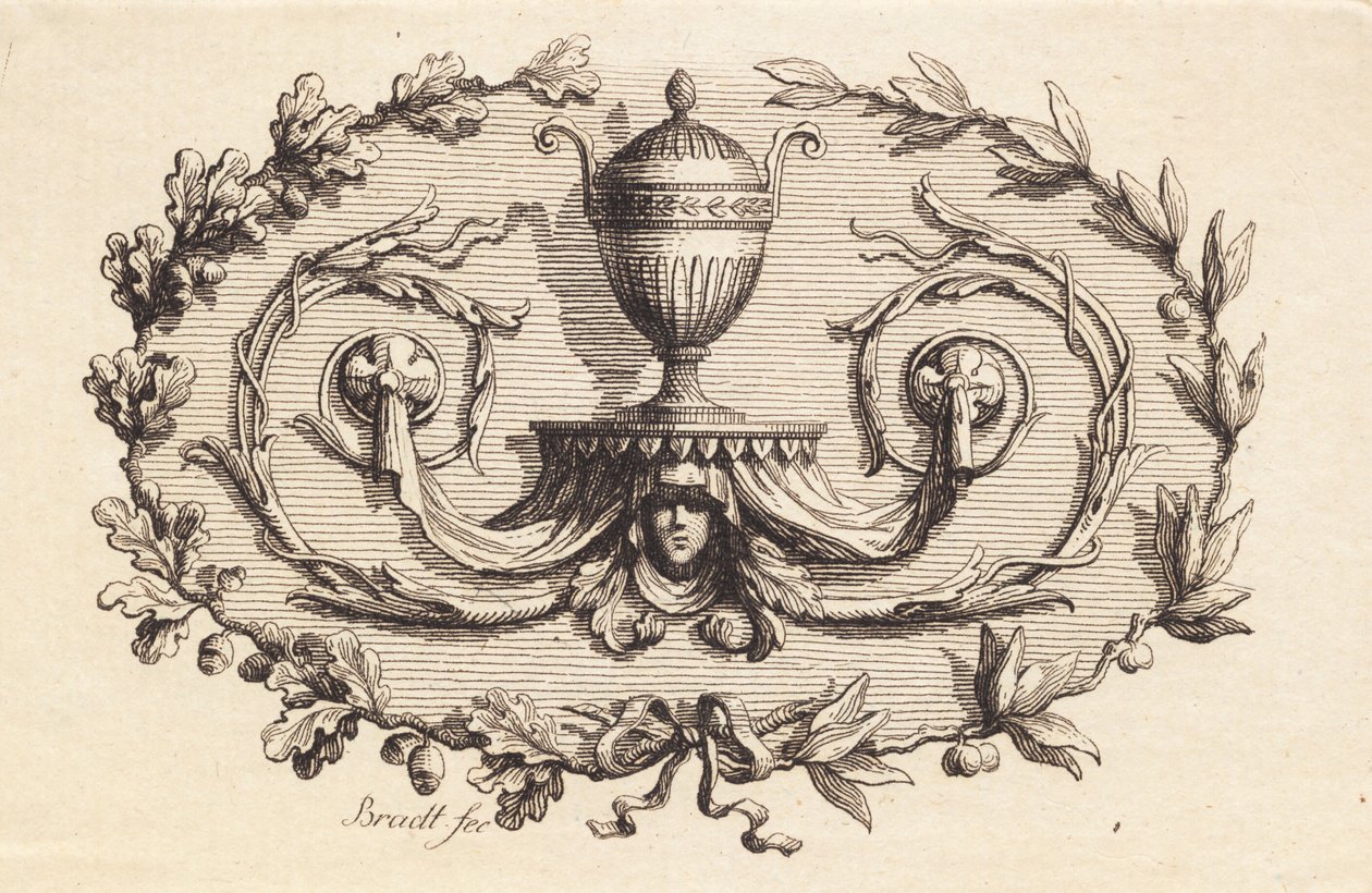 Un vase à deux anses entouré de feuillages - J.F. Clemens