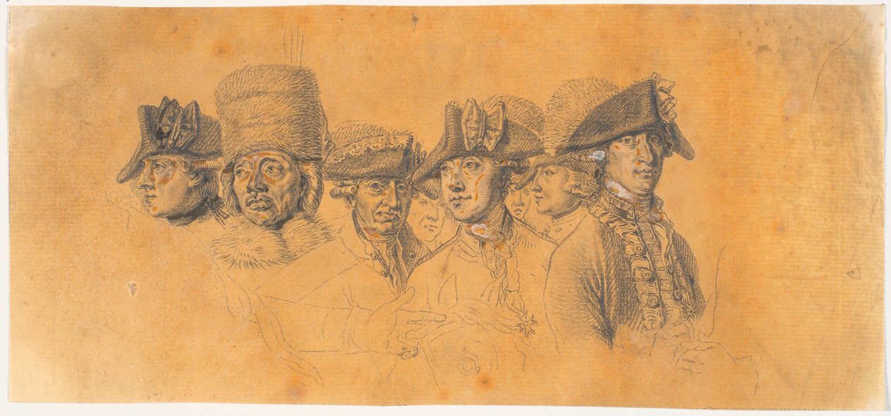 Préparation pour la gravure : Frédéric le Grand rentre chez lui après une revue à Potsdam - J.F. Clemens