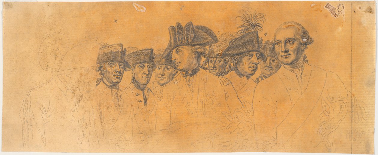 Travail préparatoire pour la gravure : Frédéric le Grand rentre chez lui après une revue à Potsdam - J.F. Clemens