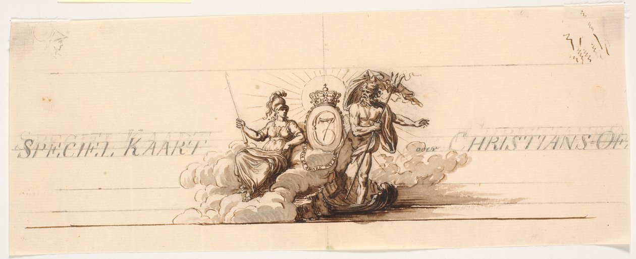 Esquisse pour vignette de titre et perspective pour une carte de Christiansø - J.F. Clemens