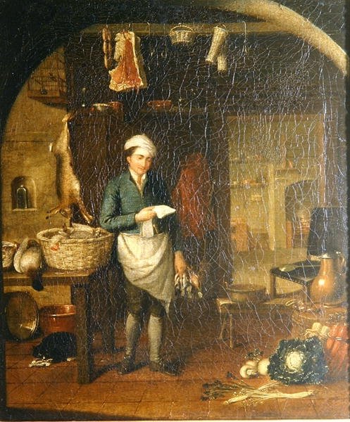 Intérieur de cuisine avec un domestique - J.H. Schack
