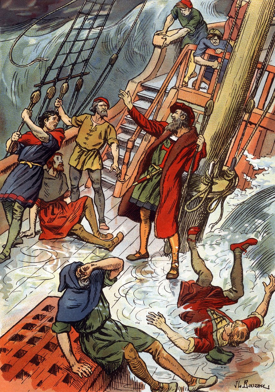 Vasco de Gama ici pendant une tempête au Cap de Bonne-Espérance en Afrique du Sud - J.L Beuzon (fl.1880 1940)