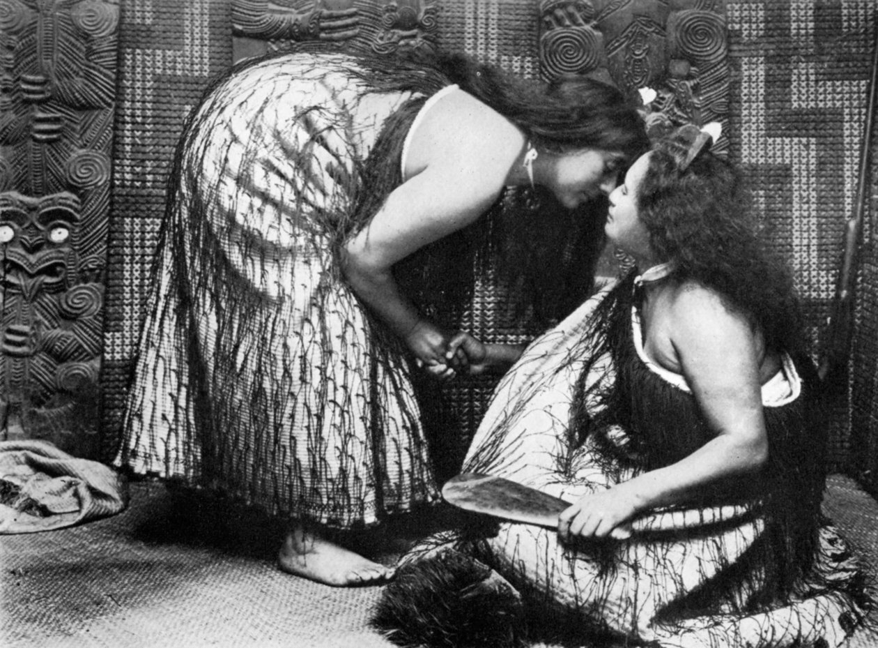 Hongi salutations maories | JL Martin | Estampe d'art