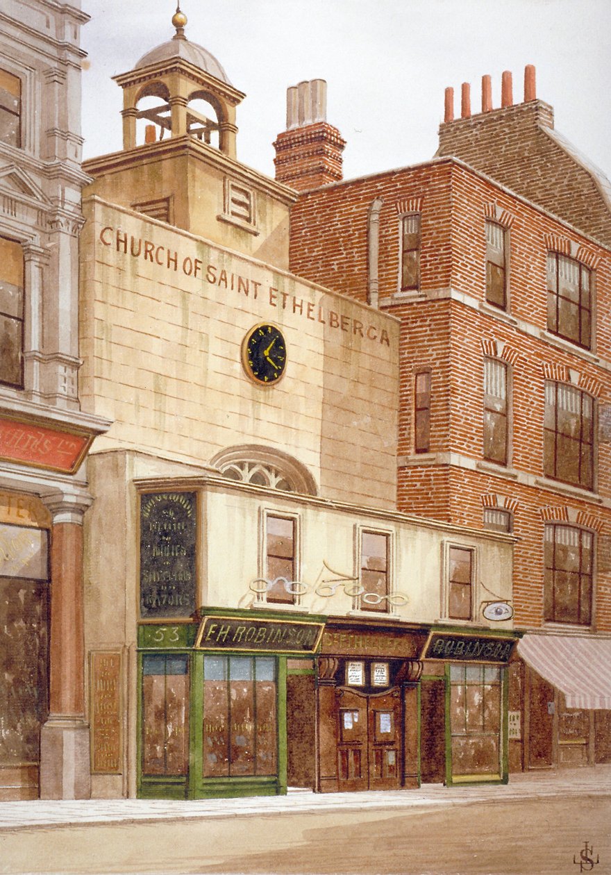Église de Sainte-Ethelburga-la-Vierge dans Bishopsgate, City de Londres, 1860 - JL Stewart