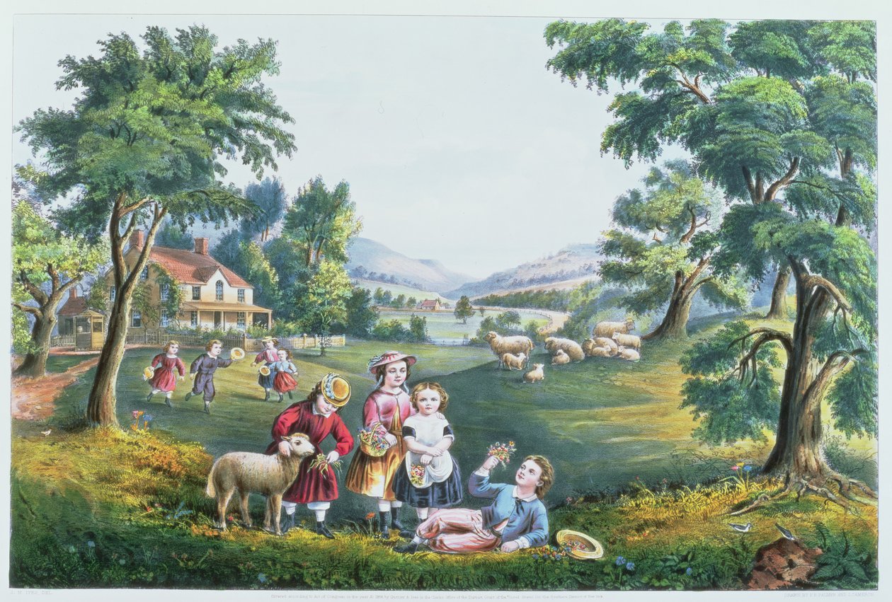 Les quatre saisons de la vie : Enfance, `La saison de la joie`, gravé par Parsons et Atwater, pub. par Currier and Ives, New York, 1868 - N. and Ives, J.M. Currier