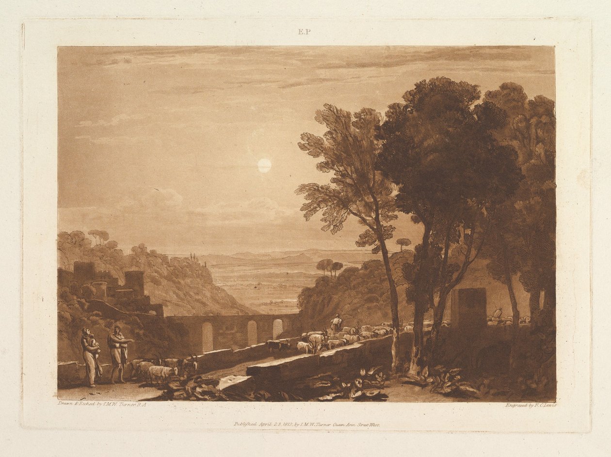 Le Pont et les Chèvres, Liber Studiorum, partie IX, planche 43, 23 avril 1812 - Joseph Mallord William Turner