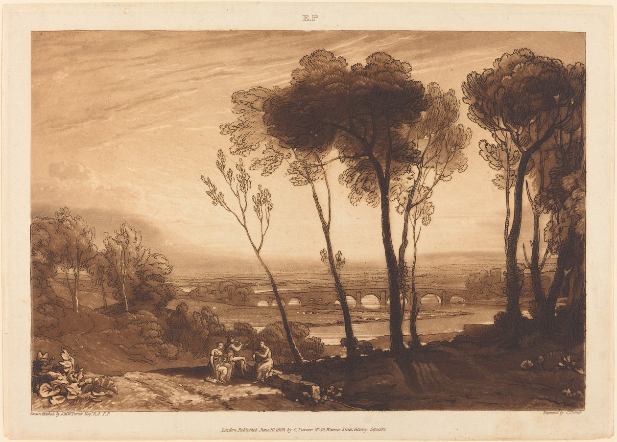 Le Pont au milieu de la distance, publié en 1808 - Joseph Mallord William Turner