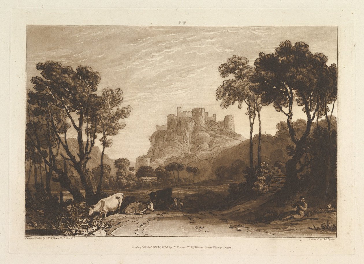 Le Château au-dessus des Prairies Liber Studiorum, partie II, planche 8, 1808 - Joseph Mallord William Turner