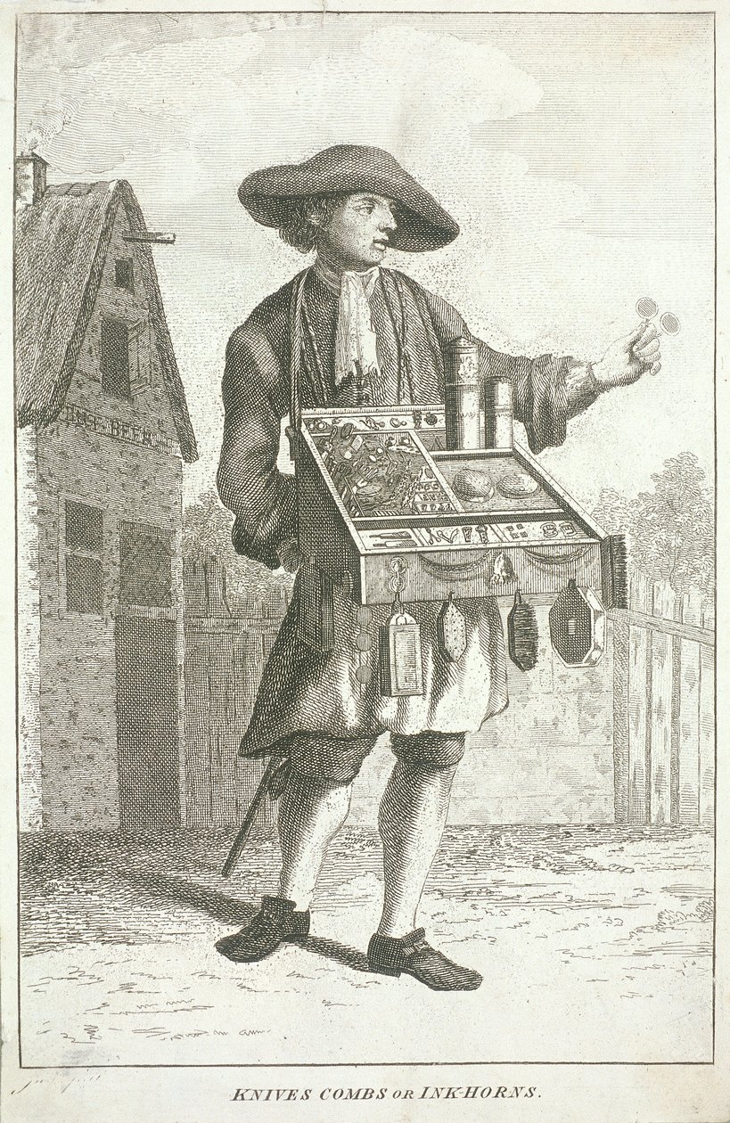 Couteaux, peignes ou encriers, Cris de Londres, vers 1750 - JM