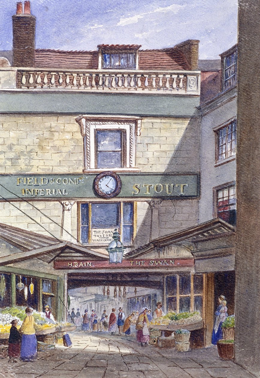Swan Inn, Leadenhall Market, Londres, vers 1870 - JT Wilson