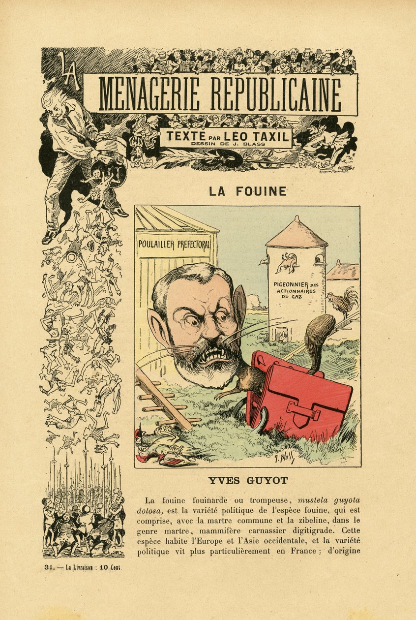 Illustration de J. Blass (1847-1892) dans Menagerie Republicaine Galerie humoristique des principaux personnages de la Troisième République - J. (1847 1892) Blass