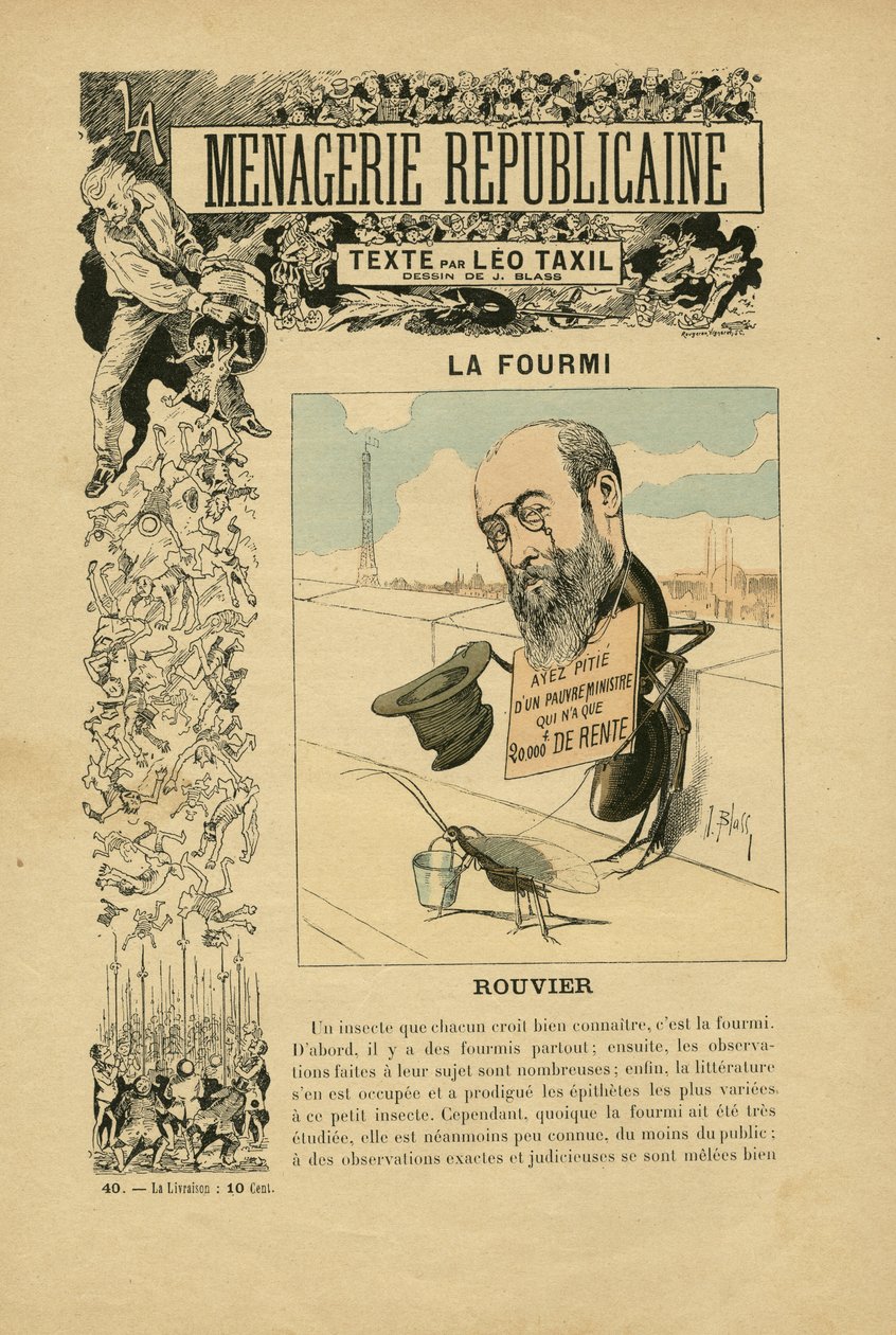 Illustration de J. Blass (1847-1892) dans Menagerie Republicaine Galerie humoristique des principaux personnages de la Troisième République, no 40 - J. (1847 1892) Blass