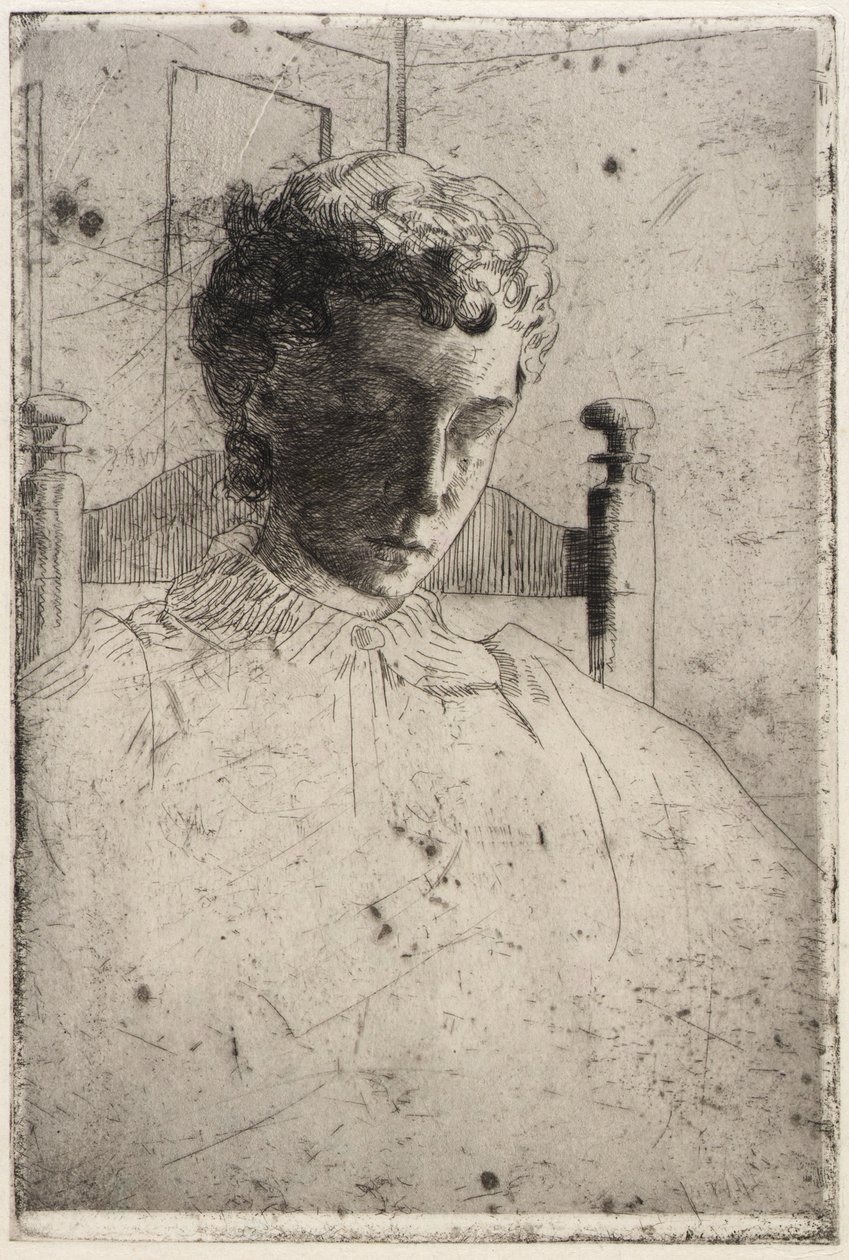Femme regardant vers le bas - J. Alden Weir