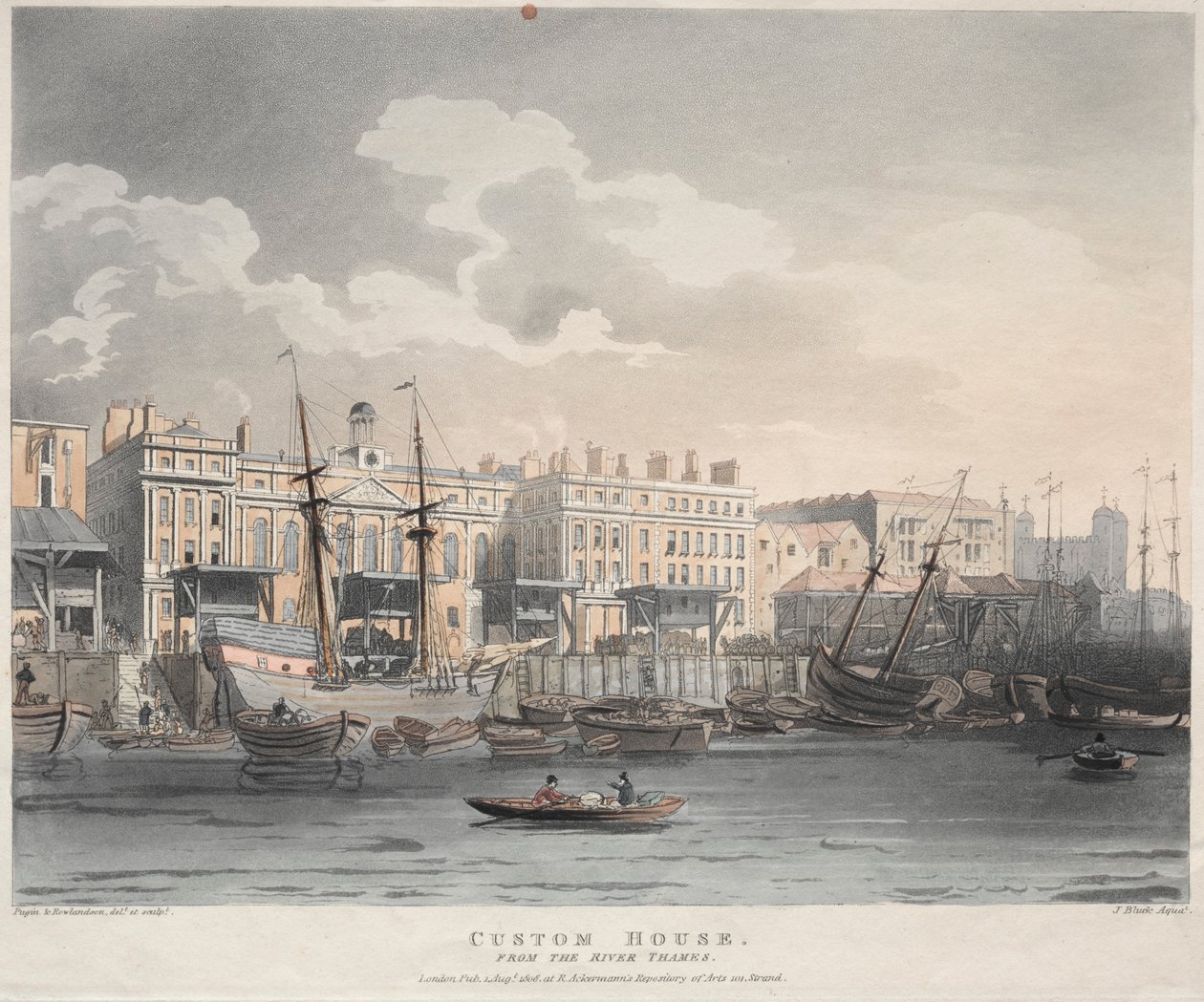 Douane, depuis la rivière Thames, 1808 - J. Bluck