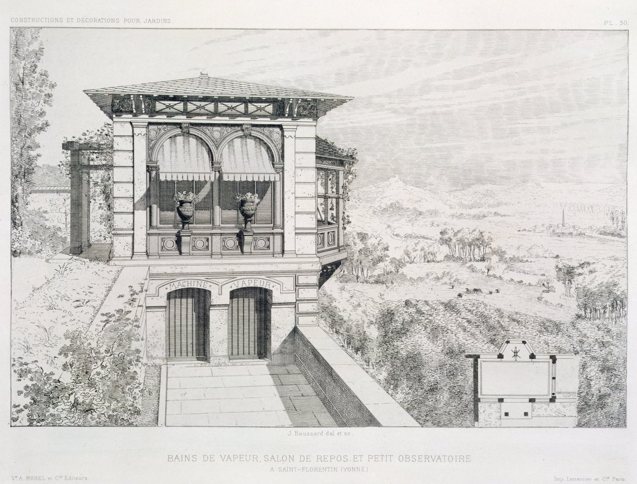 Bains de vapeur, observatoire au-dessus, d