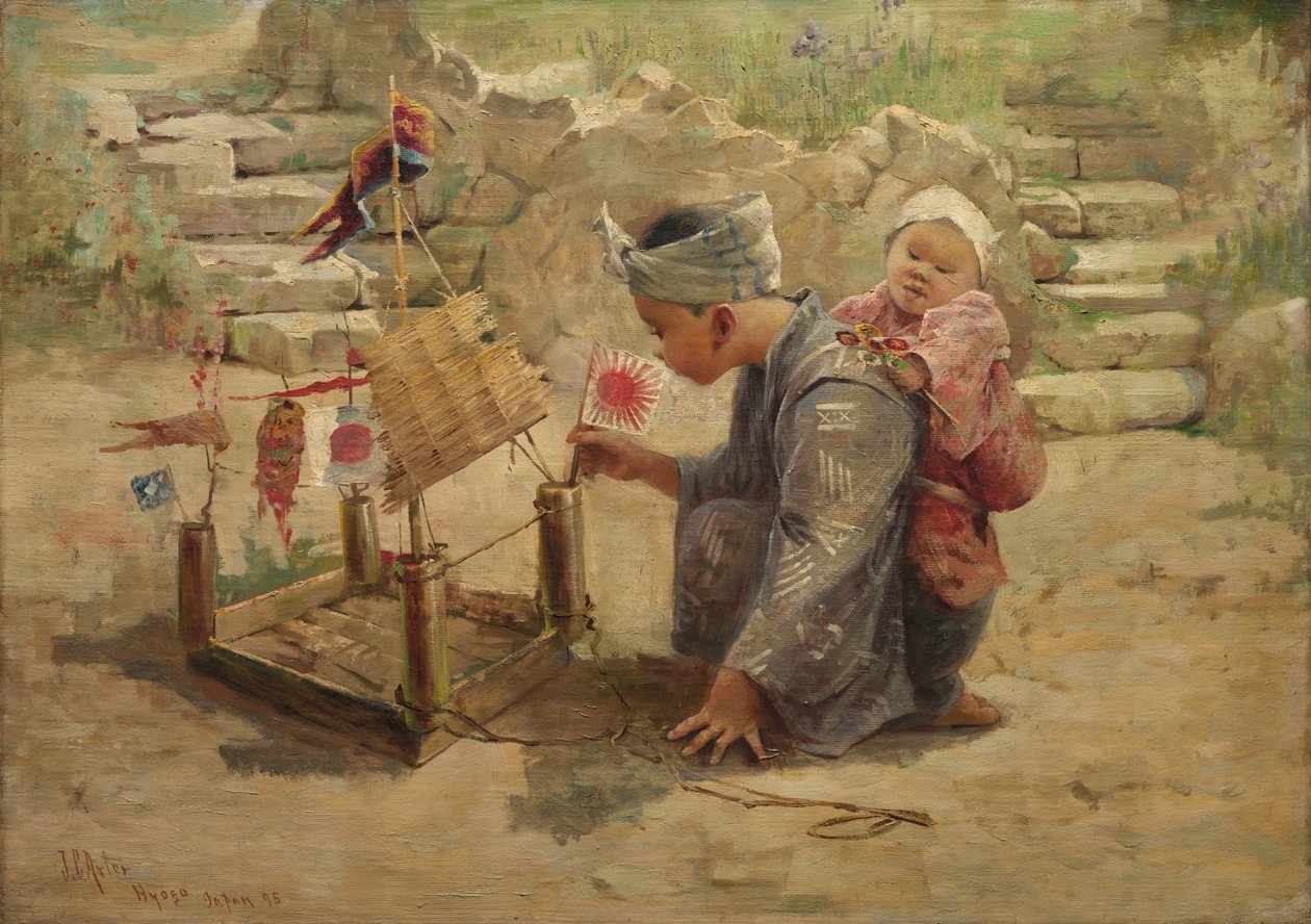 Garçon japonais construisant un navire de guerre, 1895 - J. C. Arter.