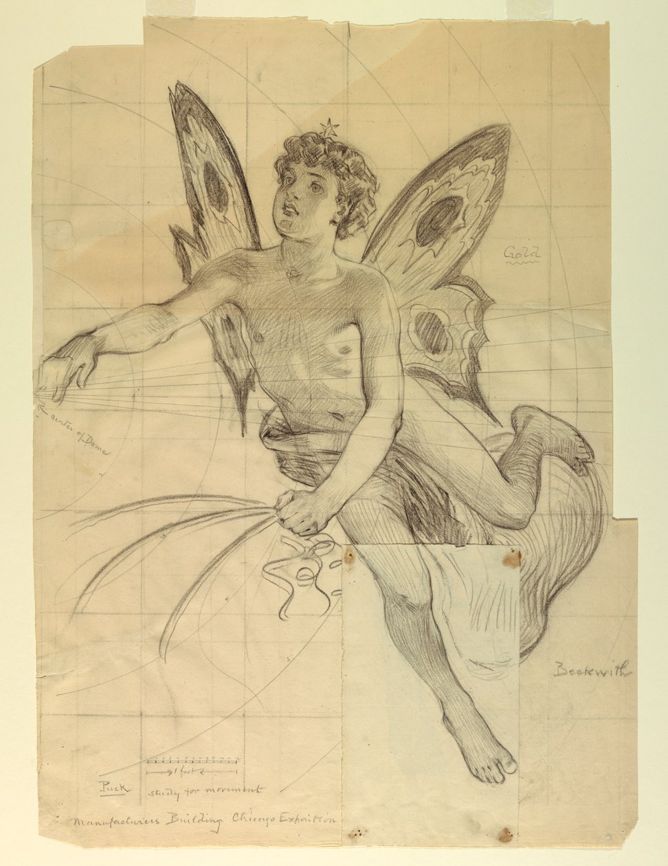 Puck, étude pour le bâtiment des manufactures et des arts libéraux, Exposition colombienne mondiale, Chicago, IL - J. Carroll Beckwith
