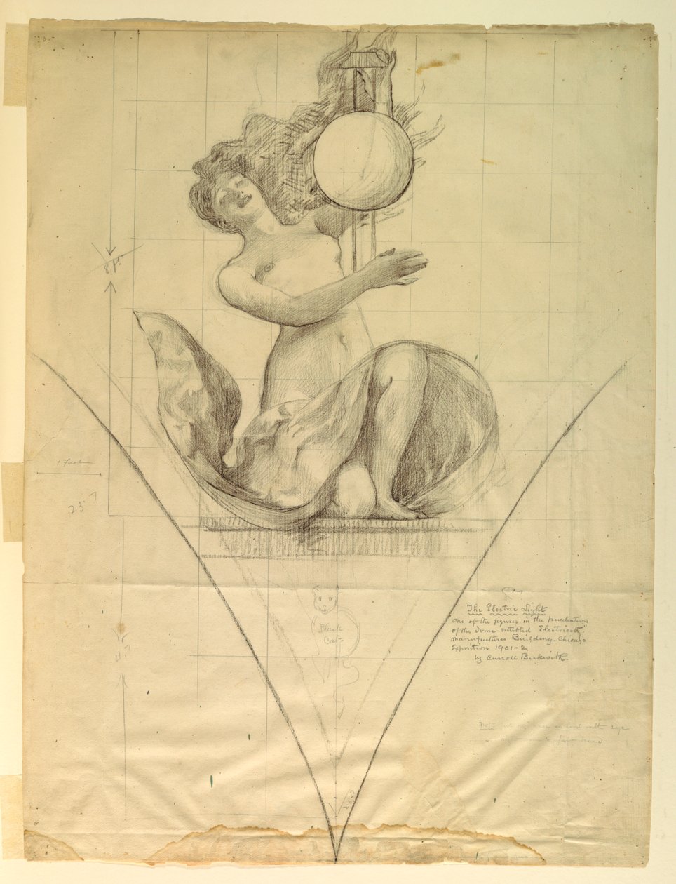 La lumière électrique, étude pour le bâtiment des manufactures et des arts libéraux, Exposition universelle de Chicago, IL - J. Carroll Beckwith