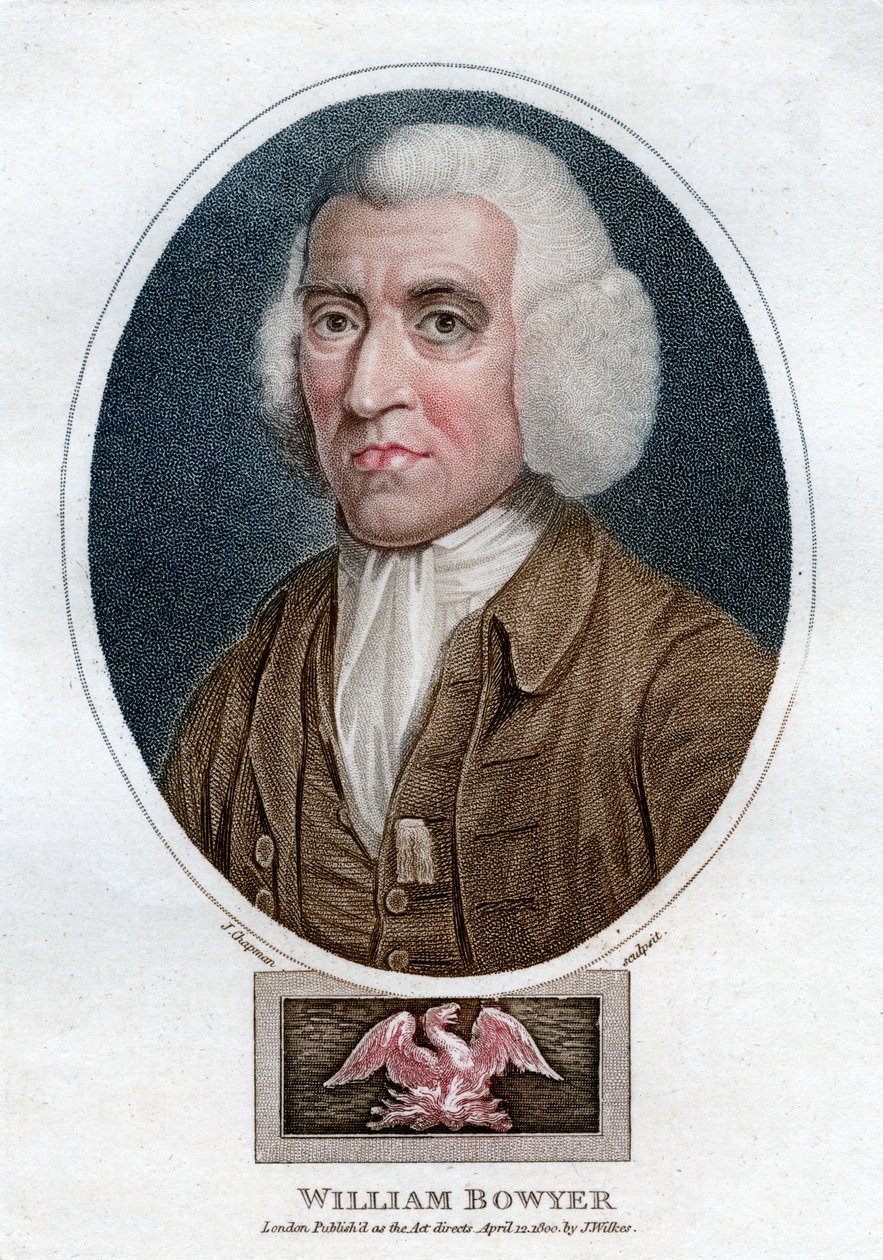 William Bowyer, imprimeur et éditeur littéraire anglais du 18ème siècle, 1800 - J. Chapman