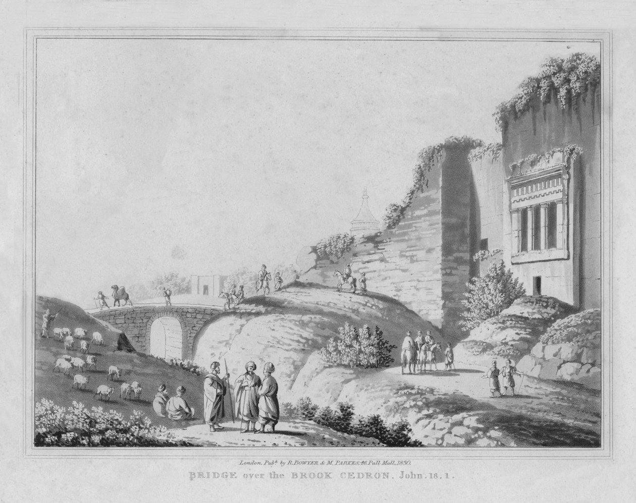 Pont sur le ruisseau Cédron. Jean, 18.1, 1830 - J. Clarke