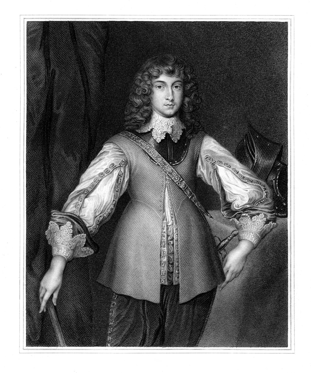 Prince Rupert, commandant de la cavalerie royaliste de la guerre civile anglaise, 19ème siècle - J. Cochran