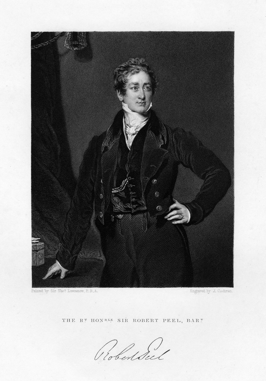 Sir Robert Peel, Premier ministre britannique, 19e siècle - J. Cochran
