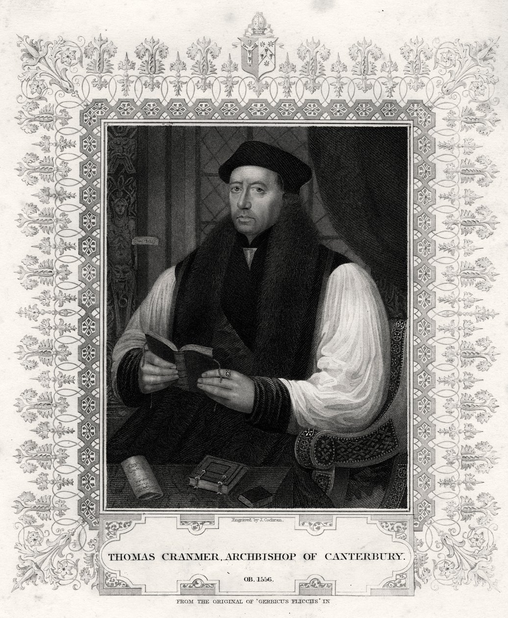 Thomas Cranmer, archevêque de Cantorbéry, 19e siècle - J. Cochran