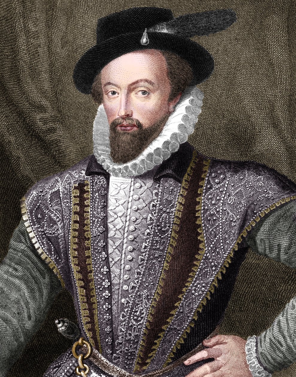 Sir Walter Raleigh, écrivain, poète, courtisan, aventurier et explorateur anglais, 1821 - J Fitler