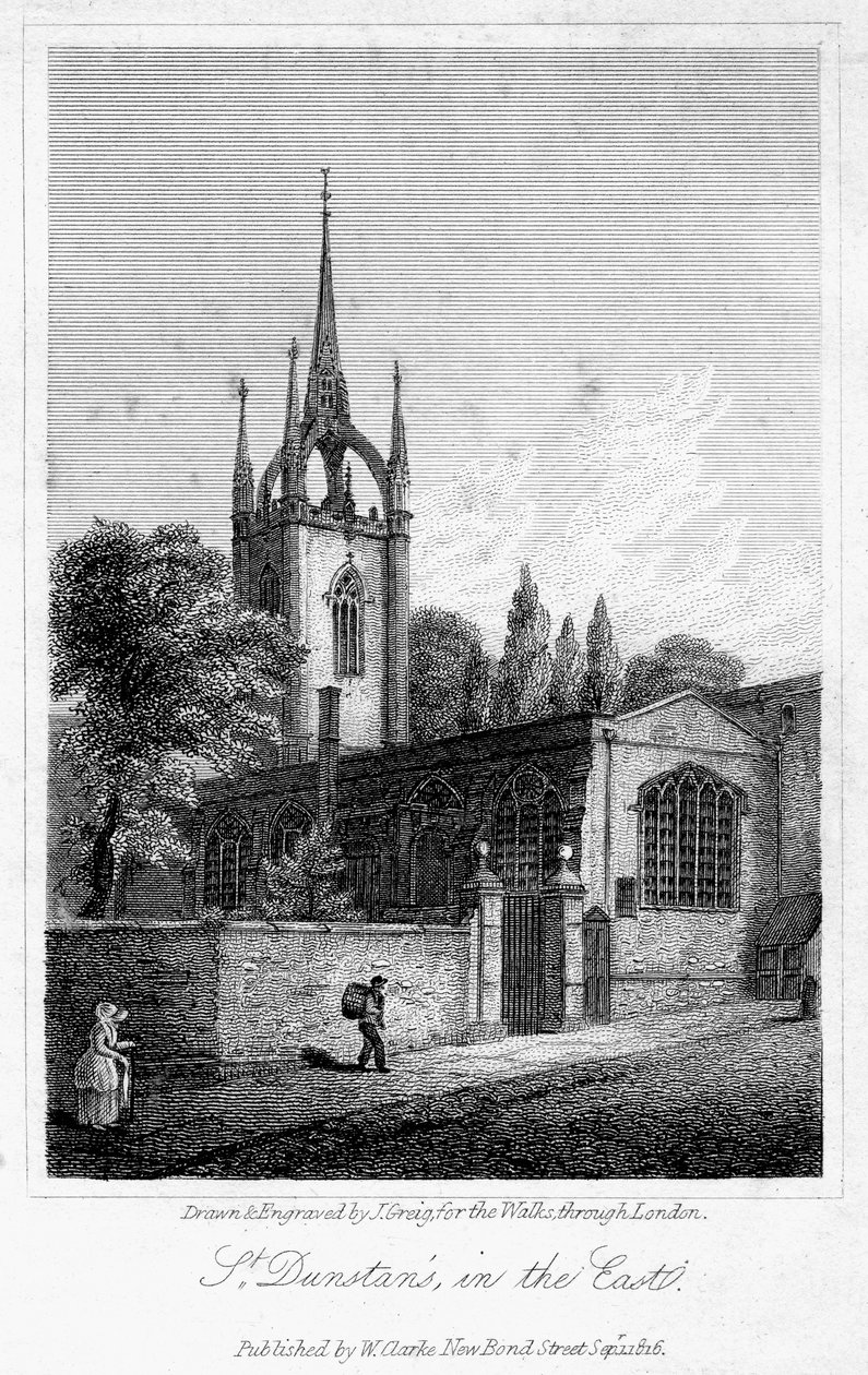 Église de St Dunstan in the East, City de Londres, 1816 - J. Greig