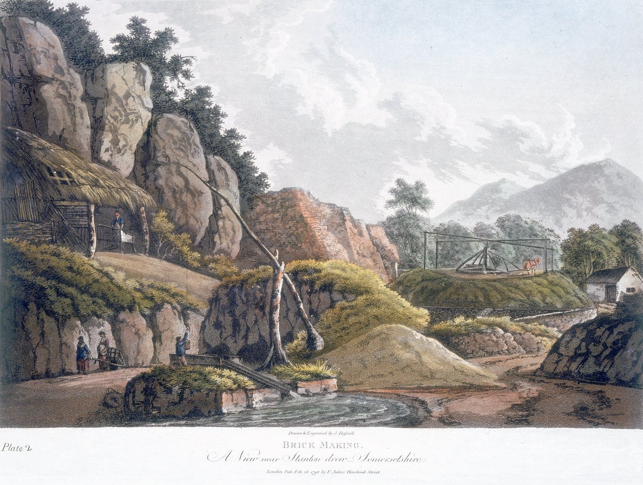Fabrication de briques près de Stanton Drew, Somerset, 28 février 1798 - J. Hassall