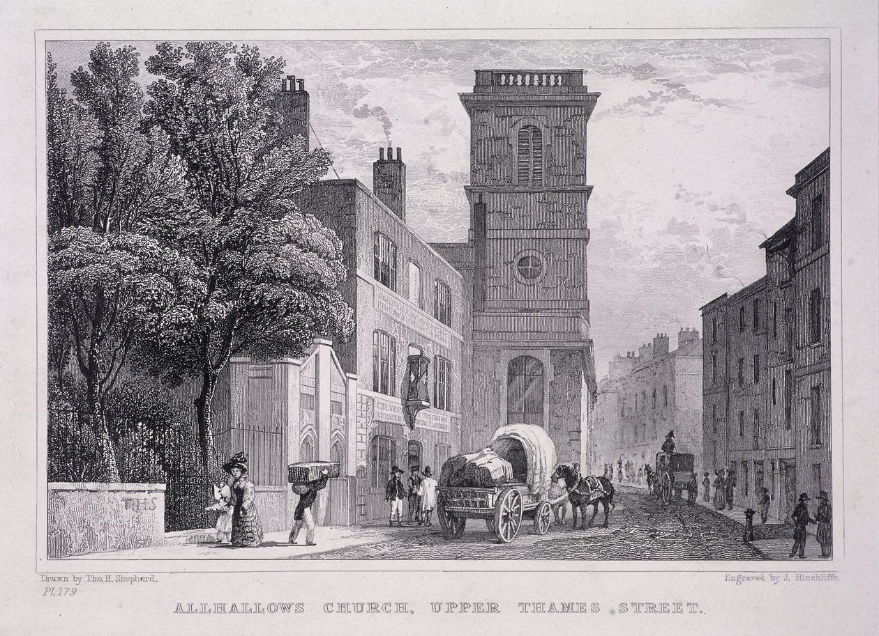 All Hallows the Great, Londres, vers 1829 - J Hinchcliff