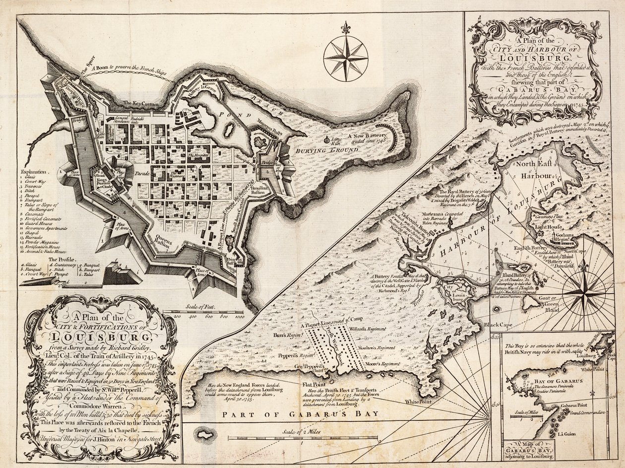 Plan de la ville et du port de Louisbourg, Cap-Breton - J. Hinton
