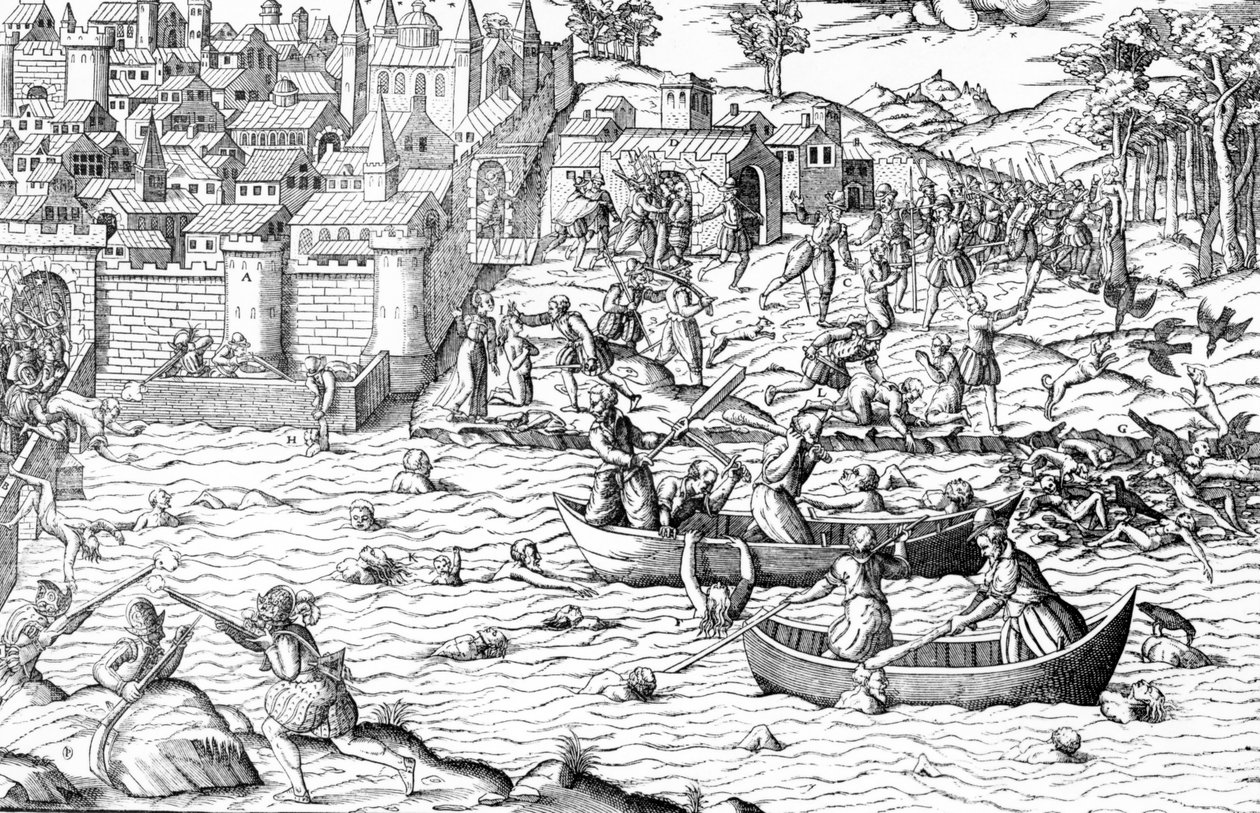 Le massacre de Tours, extrait de "Les Guerres de Religion". - J. J. & Tortorel J. (fl.1568-92) Perrissin