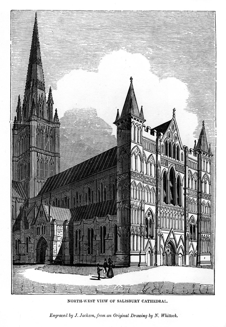 Vue nord-ouest de la cathédrale de Salisbury, 1843 - J. Jackson