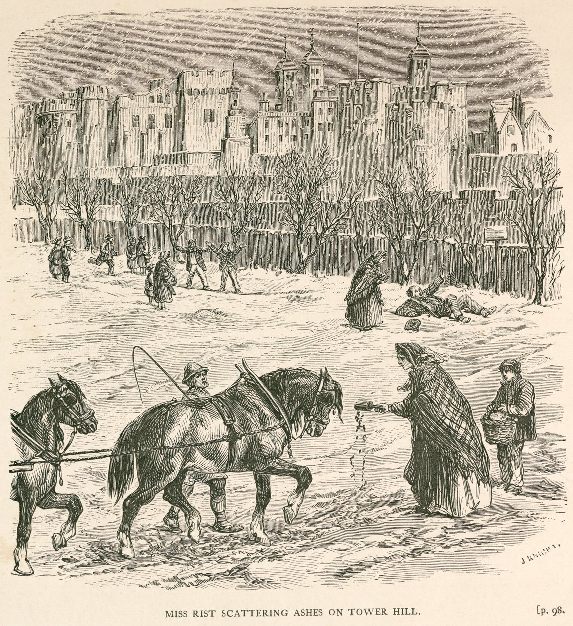 Mlle Rist dispersant des cendres sur Tower Hill, Londres - J Knight