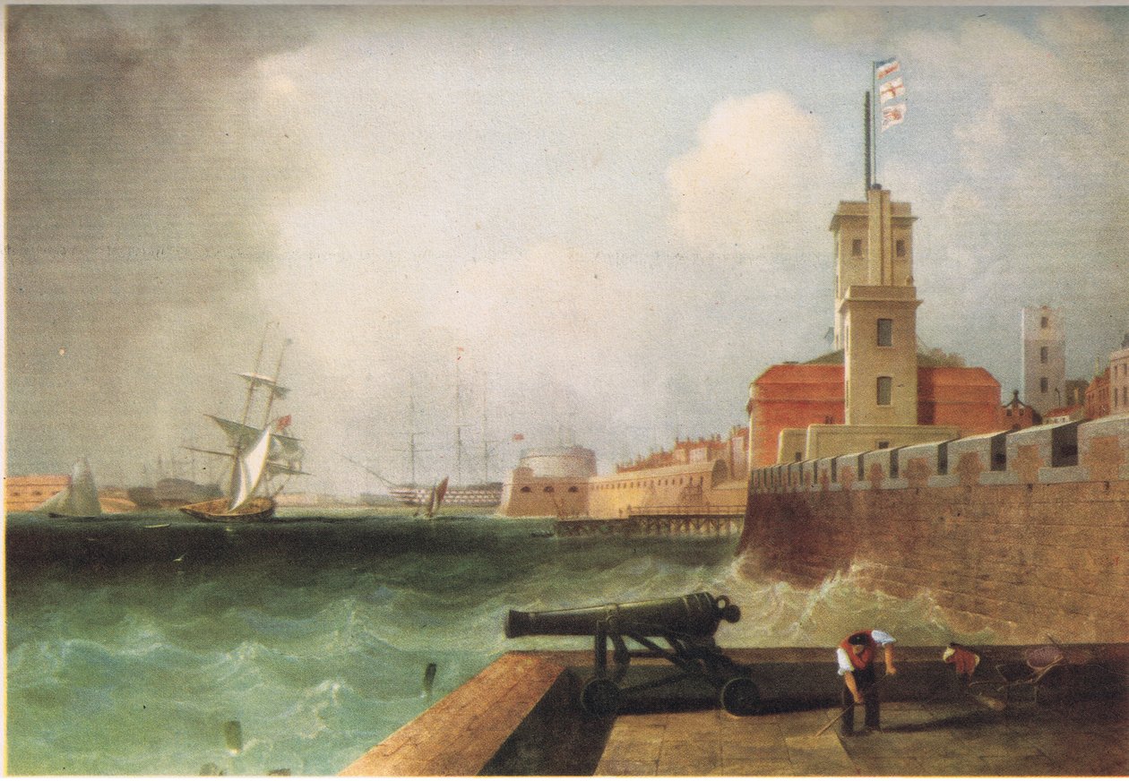 Entrée du port de Portsmouth 1846 - J. Lynn