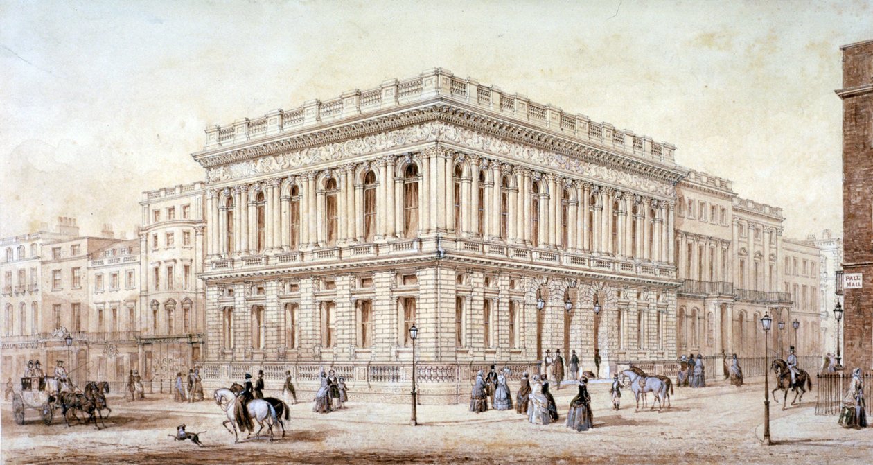 Vue du Army and Navy Club sur Pall Mall, Westminster, Londres - J Marchant